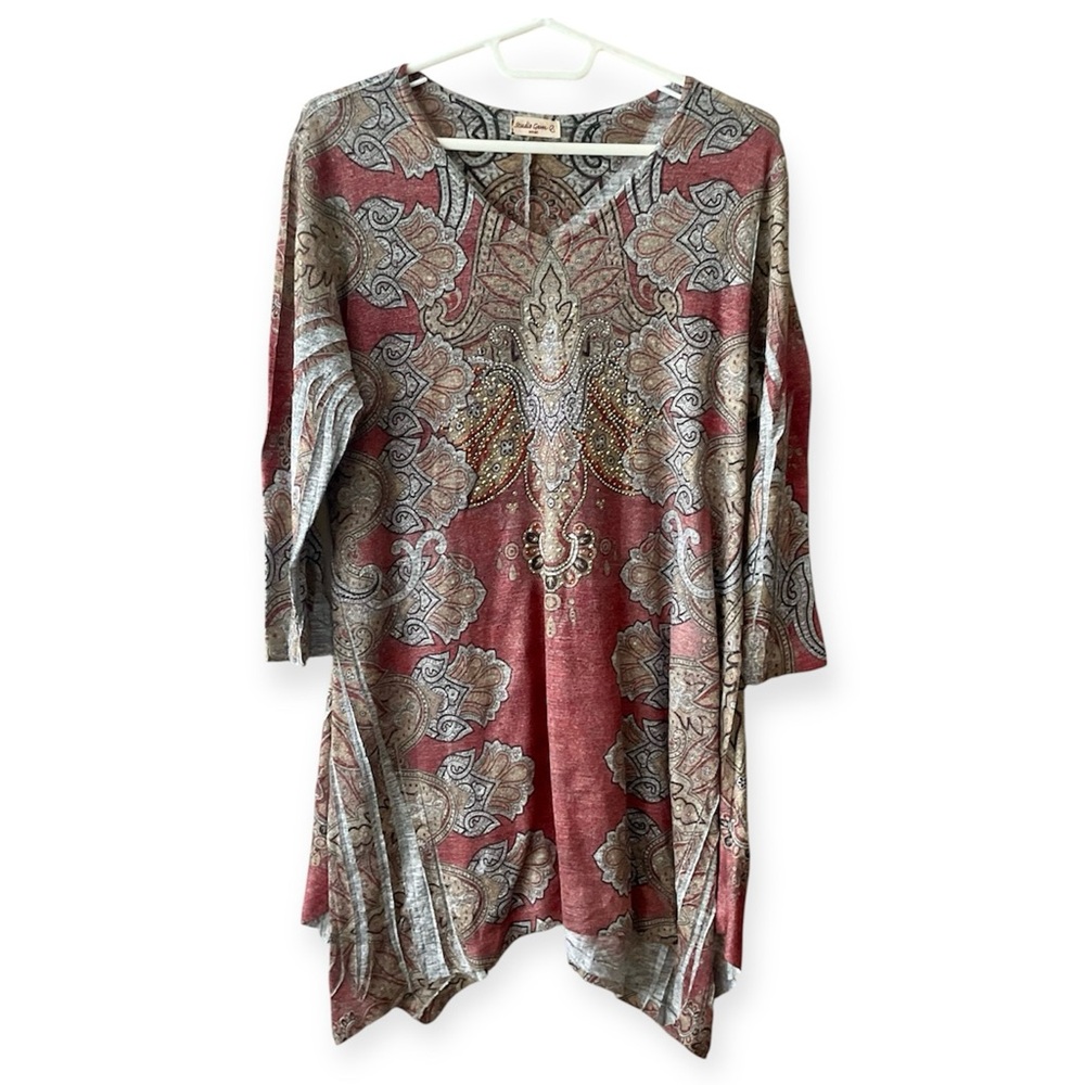 Bohemian Paisley Red Tunic Top